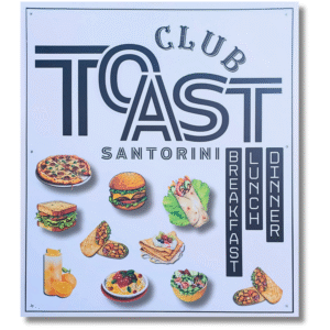 Our Menu toast club santorini food in fira town