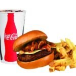 western burger with french fries + coca cola